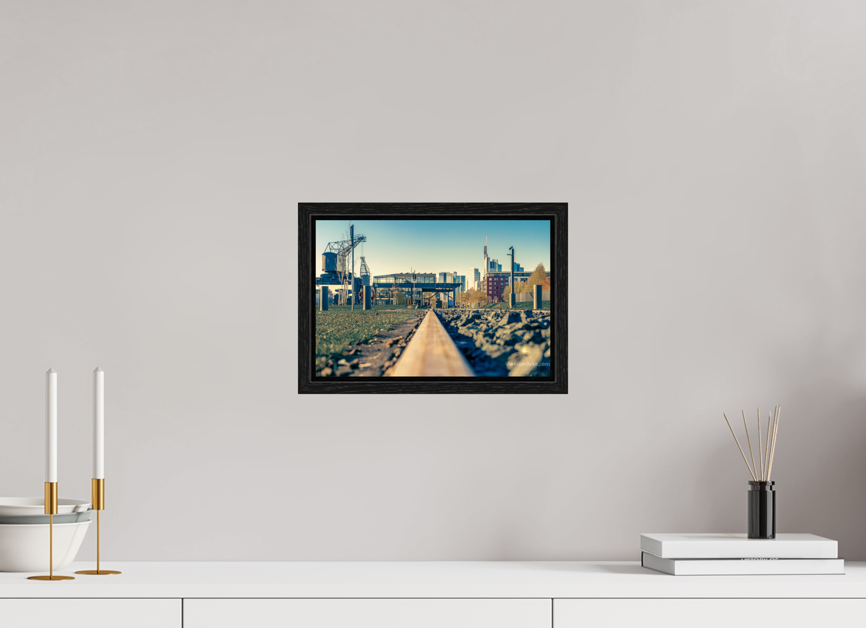 30 x 20 cm, Floater Frame Weseler Werft mit Skyline