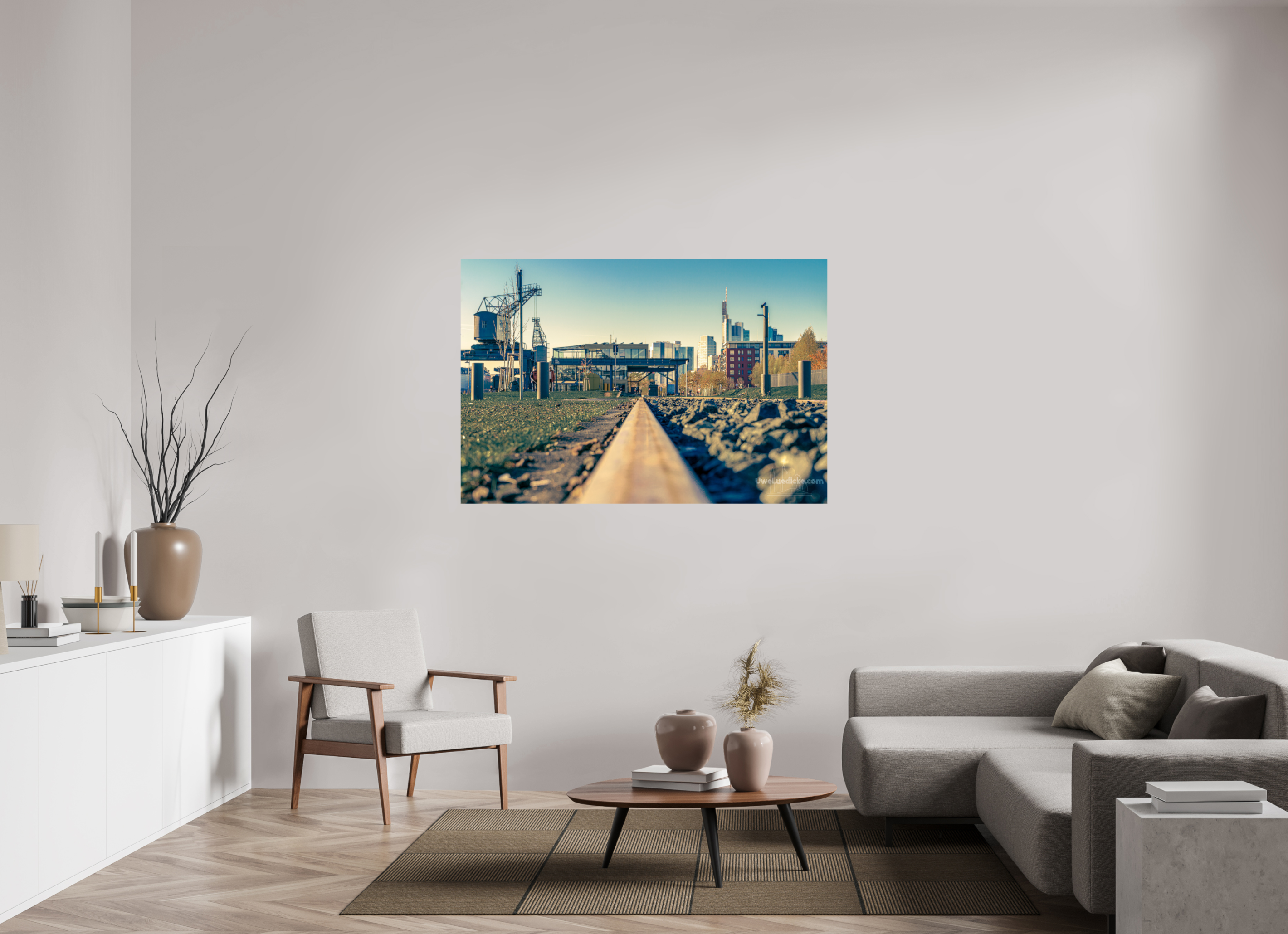 150 x 100 cm, Photo Print On Fuji Crystal DP II Weseler Werft mit Skyline