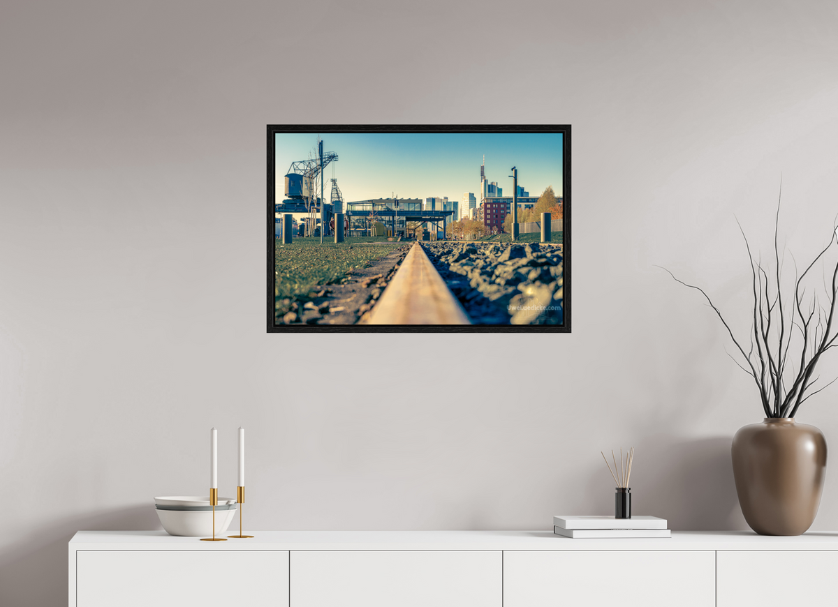 75 x 50 cm, Floater Frame Weseler Werft mit Skyline