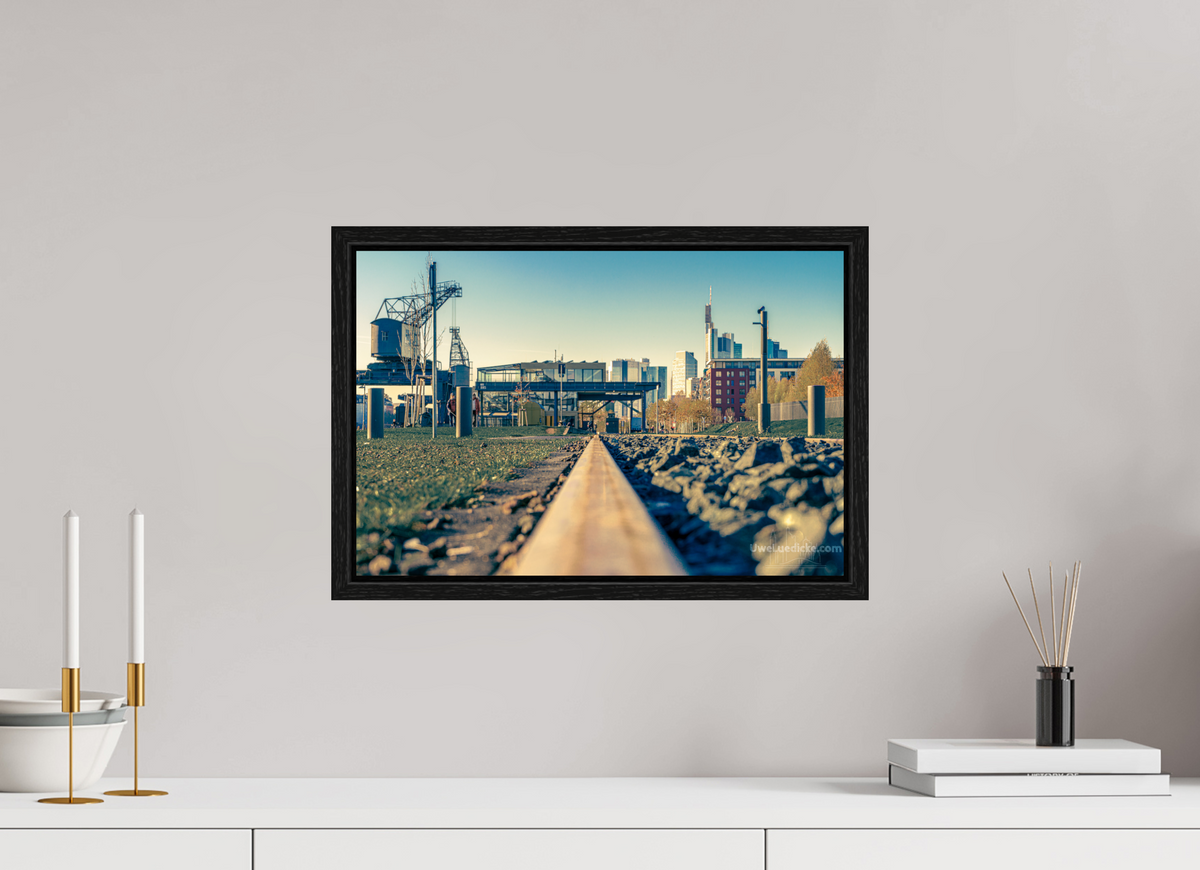 45 x 30 cm, Floater Frame Weseler Werft mit Skyline