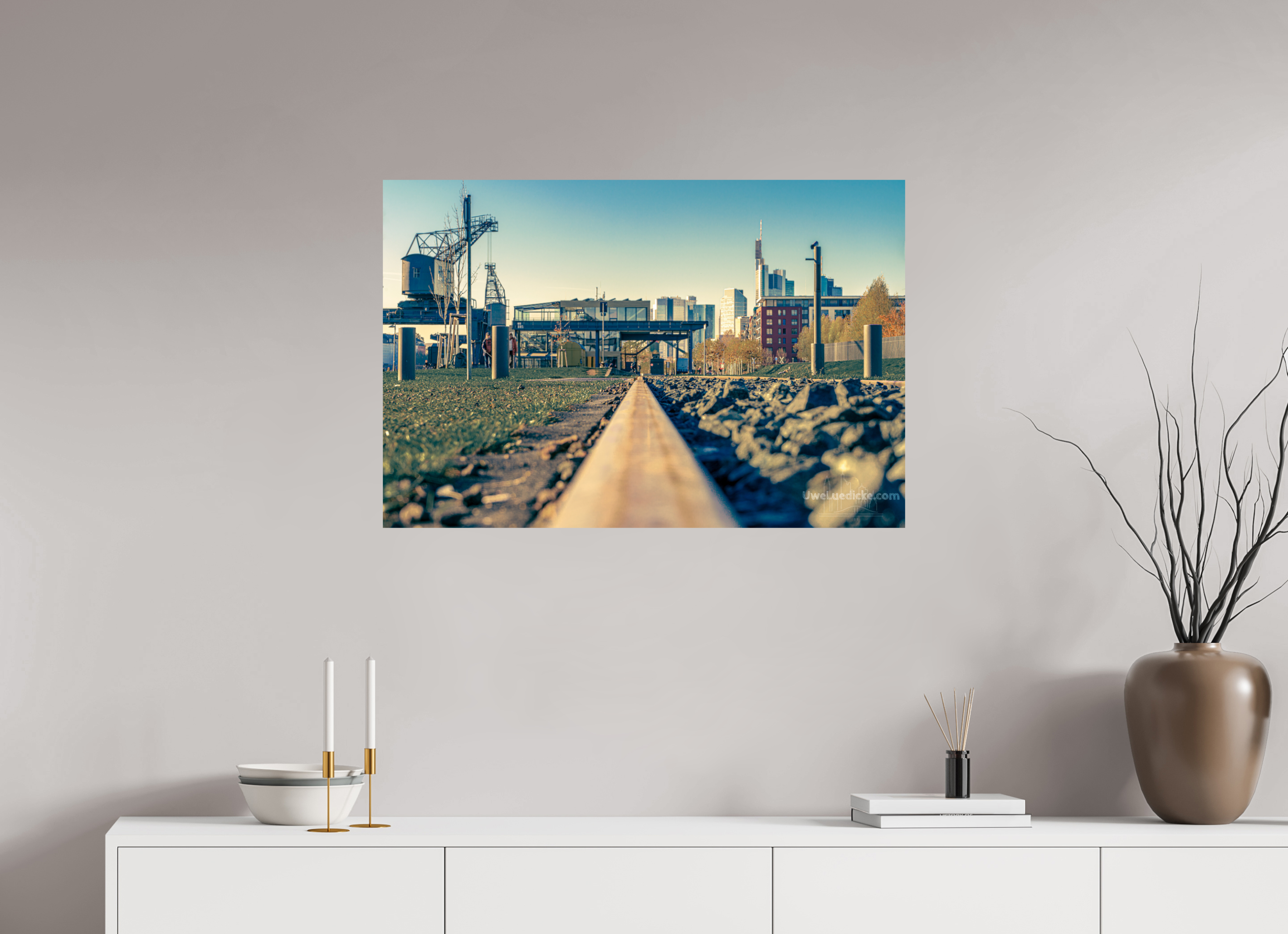 90 x 60 cm, Photo Print On Fuji Crystal DP II Weseler Werft mit Skyline