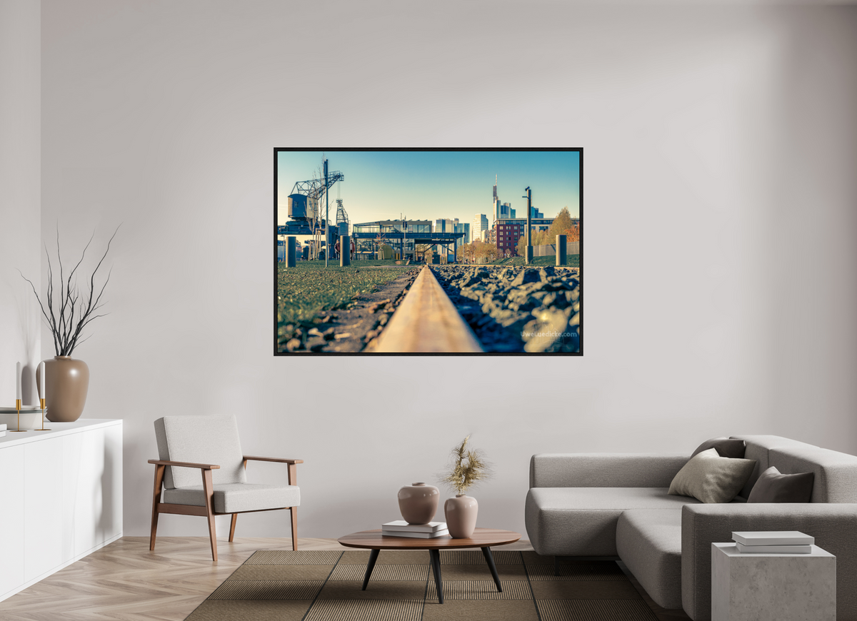 180 x 120 cm, Floater Frame Weseler Werft mit Skyline