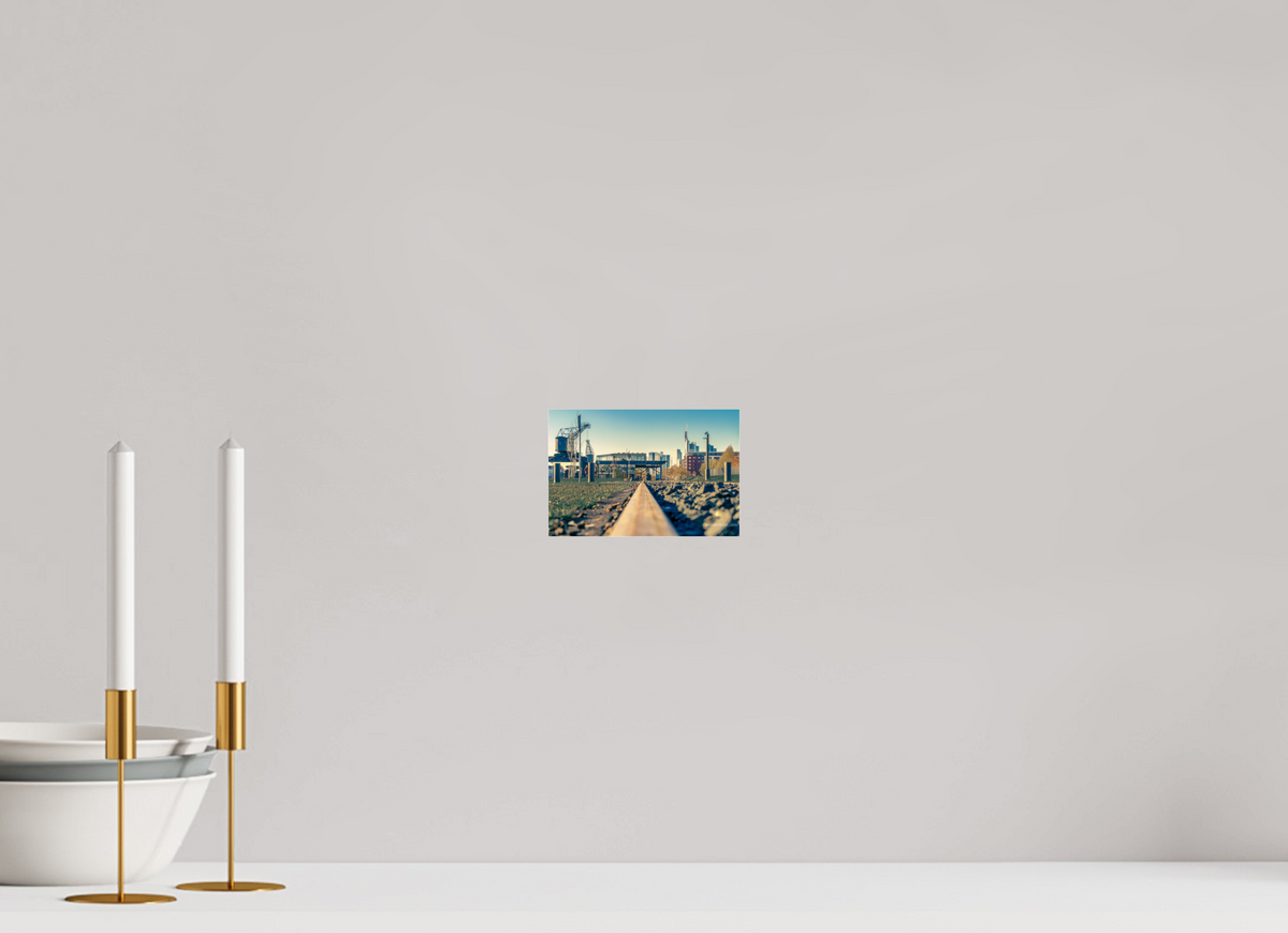 15 x 10 cm, Photo Print Under Acrylic Glass Weseler Werft mit Skyline