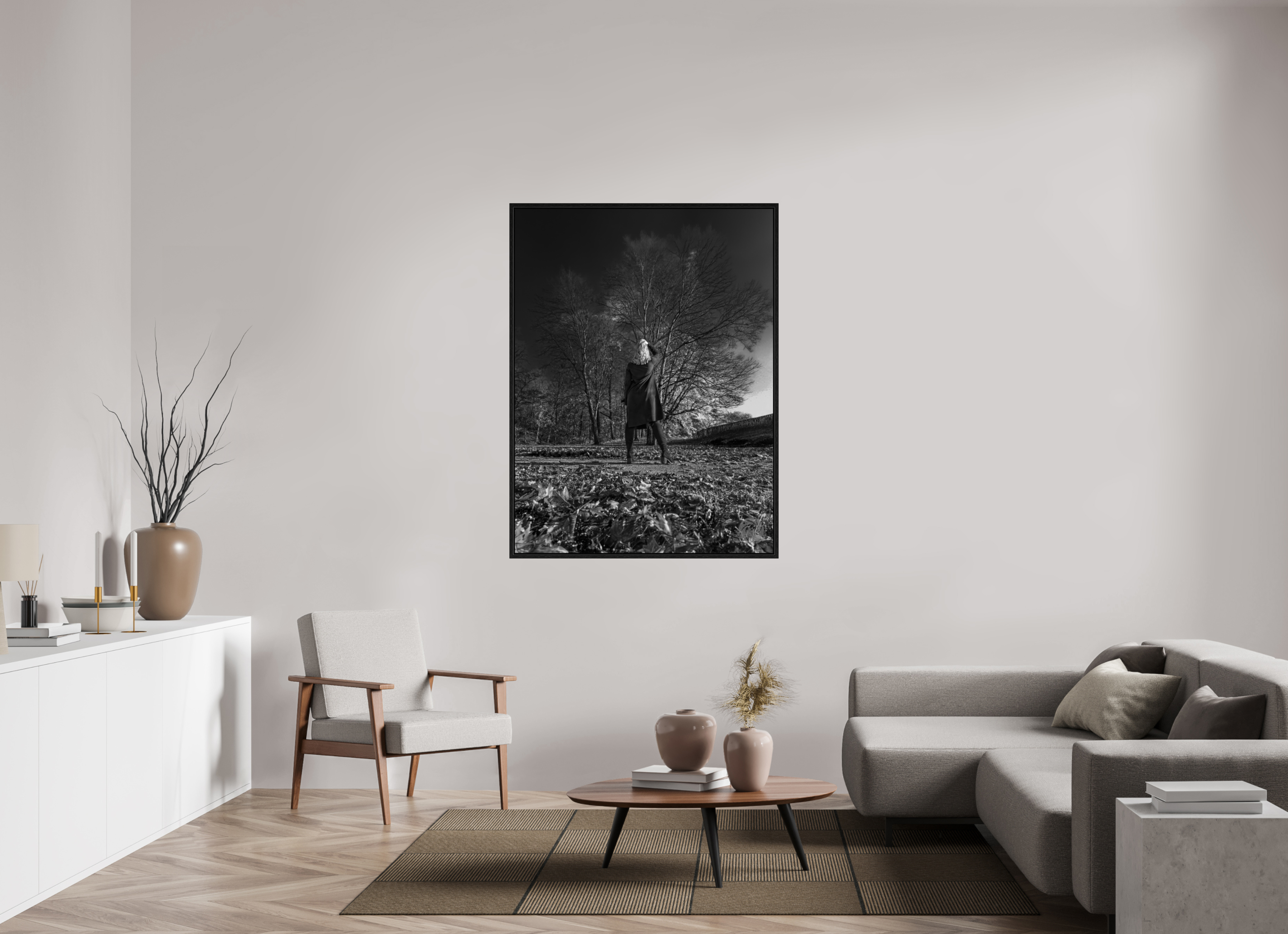 105 x 140 cm, Floater Frame Herbstspaziergang