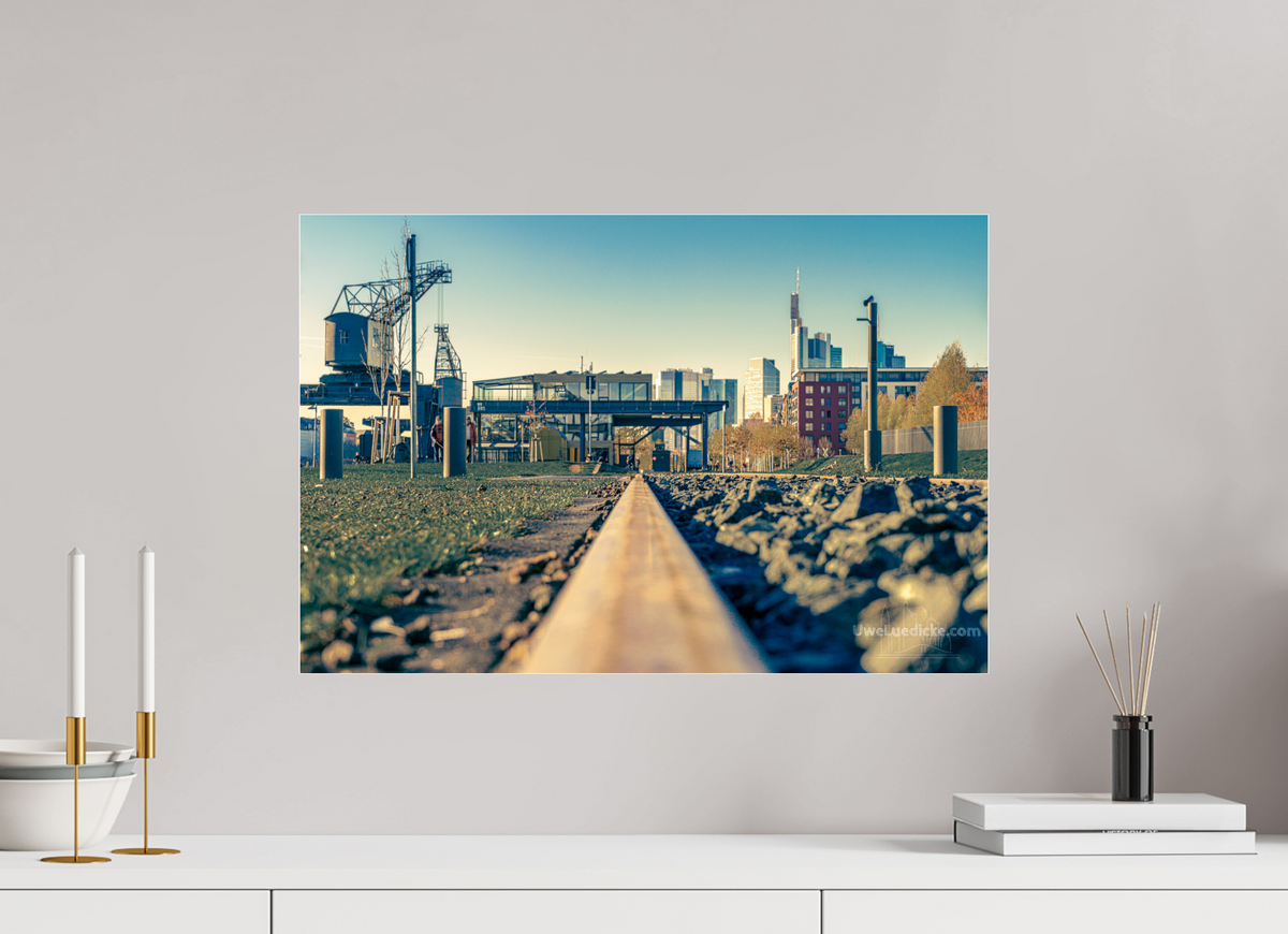 60 x 40 cm, Photo Print Under Acrylic Glass Weseler Werft mit Skyline