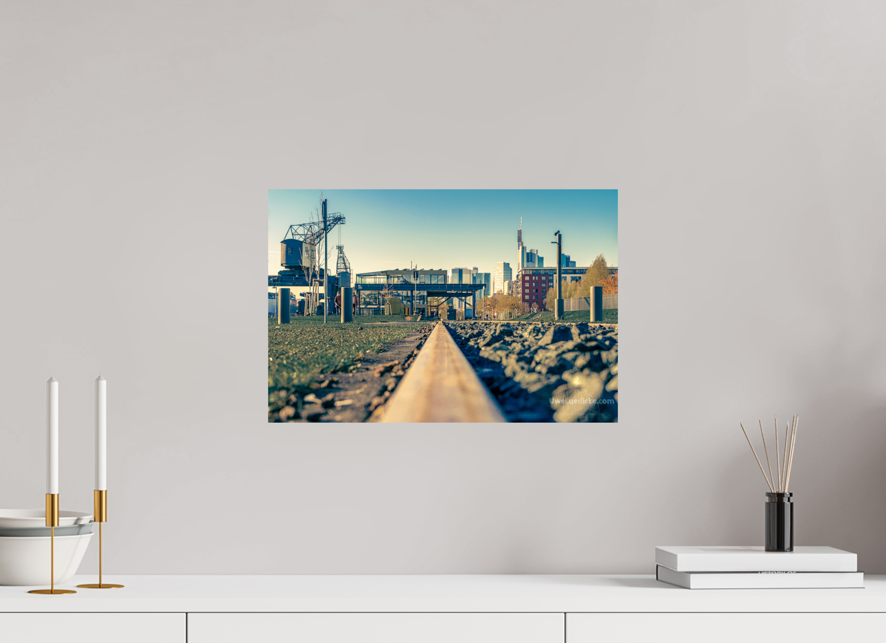 45 x 30 cm, Photo Print On Fuji Crystal DP II Weseler Werft mit Skyline